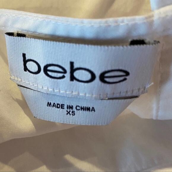 Bebe white button back bell sleeve peplum top xs - Picture 5 of 6